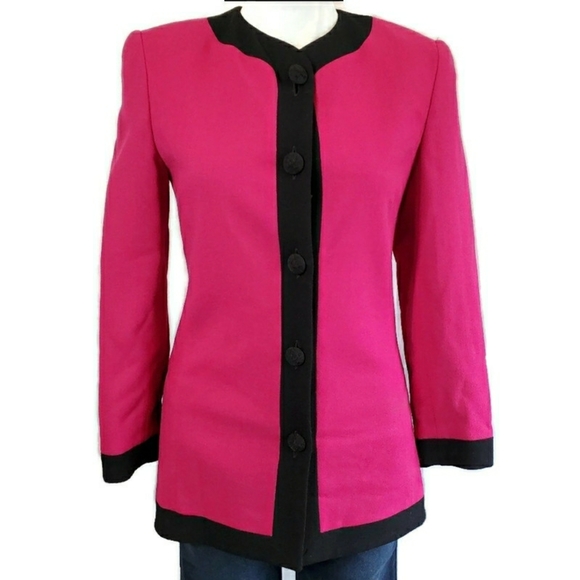 Linda Allard Tracy Pink Wool Crepe Light Jacket - Picture 1 of 8